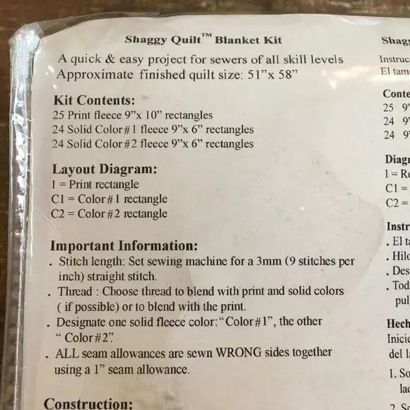 NWT David Textiles Shaggy Quilt Kit Blue Yellow Lizard Snail Fleece 51"x58" - Picture 6 of 6